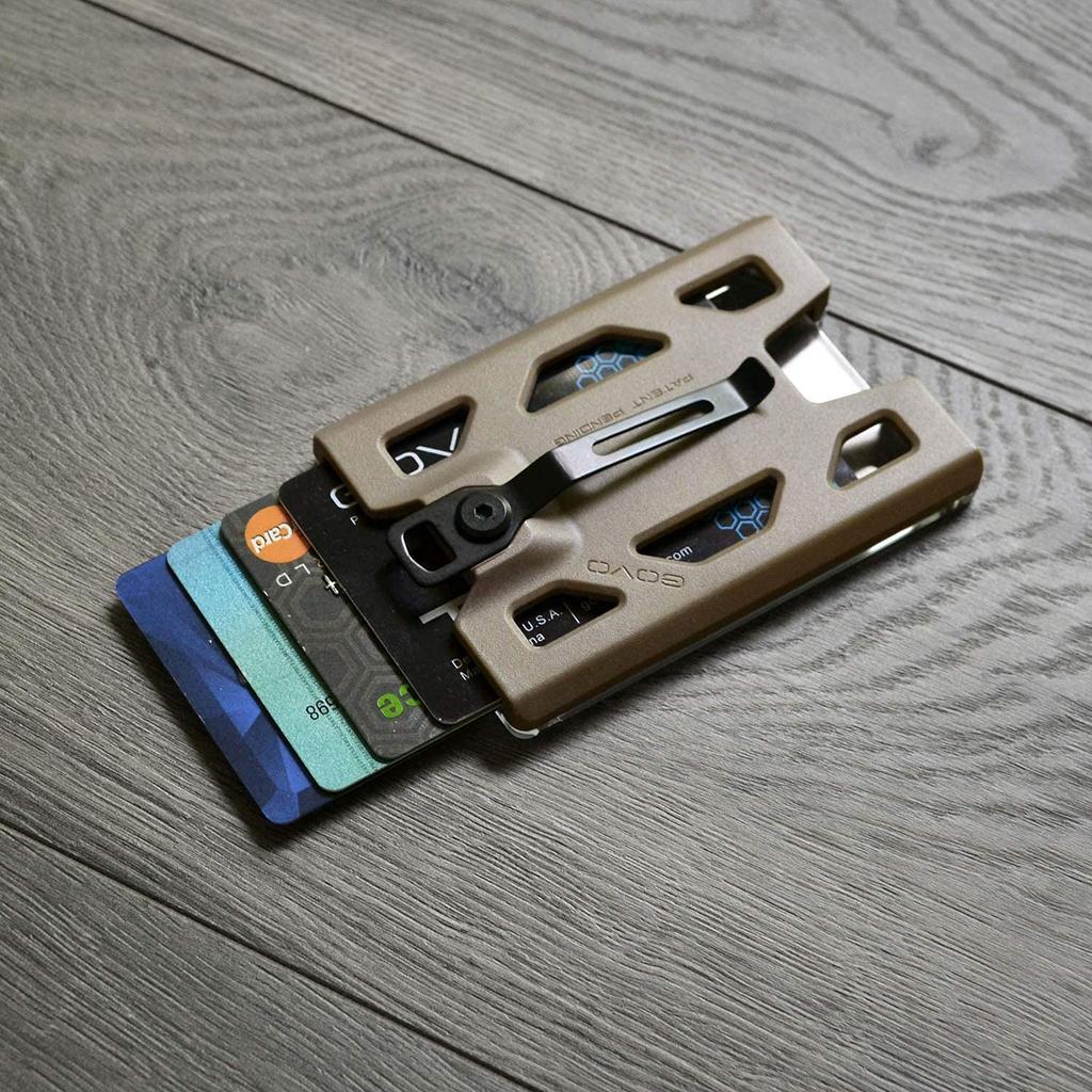 GOVO Badge Heavy Duty ID Card Holder with Metal Clip 4 Card Slots Holder/Wallet - & (Holds 1-4 Cards) (Tan)