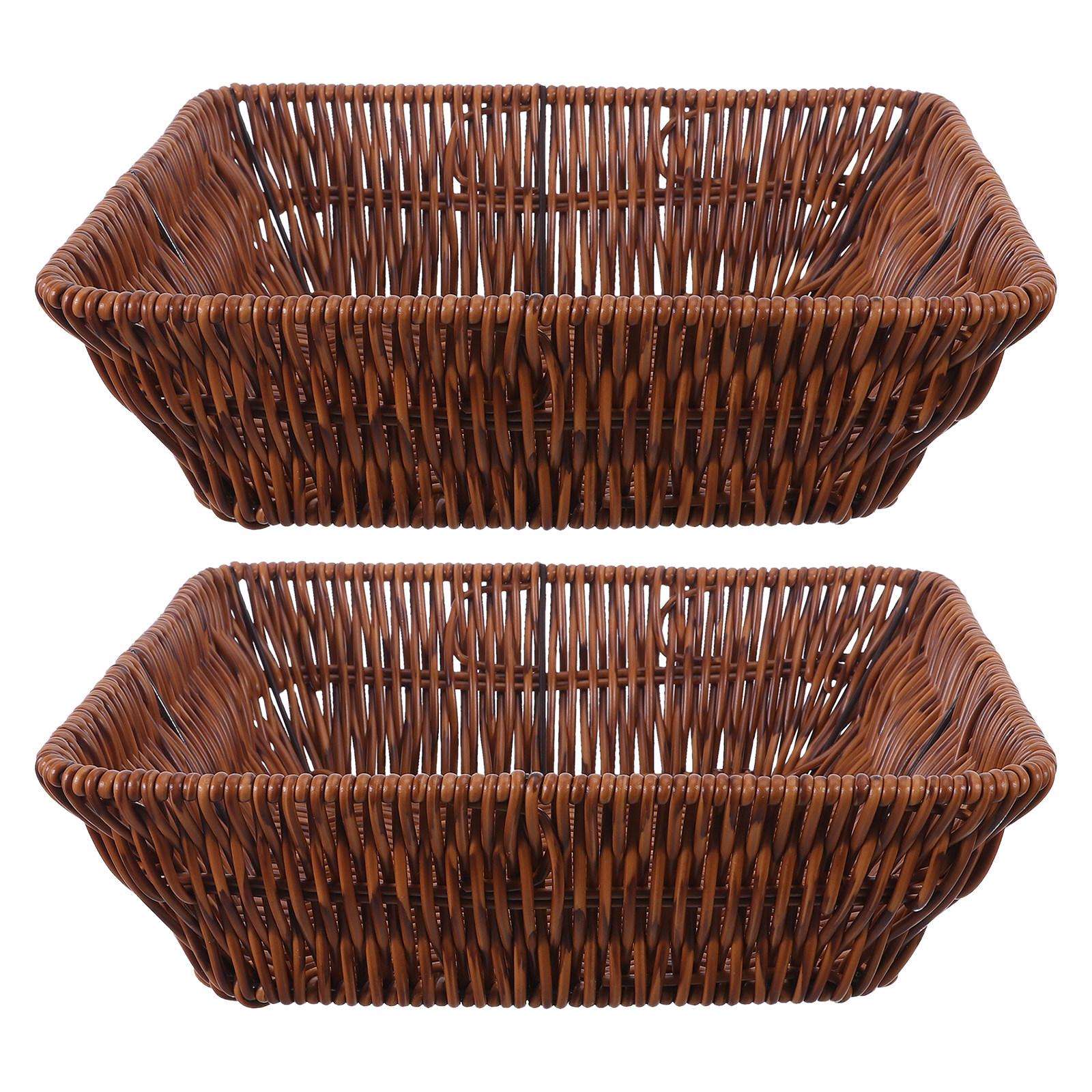 

2Pcs Bread Display Basket Woven Fruit and Vegetable Storage Baskets for Home Kitchen Coffee Table Tray Serving Snacks Food