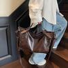 Women's Fashion Y2K Hot Girl Motorcycle Bag Vintage Solid Color Large Capacity Rivet Decor Shoulder Crossbody Bag CLE