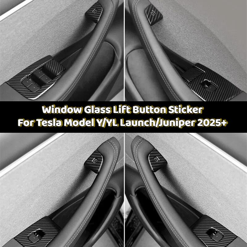 For Tesla Model Y Launch/Juniper 2026+ Window Glass Lift Button Sticker Trim Panel Switch Cover Decorative Auto Car Accessories