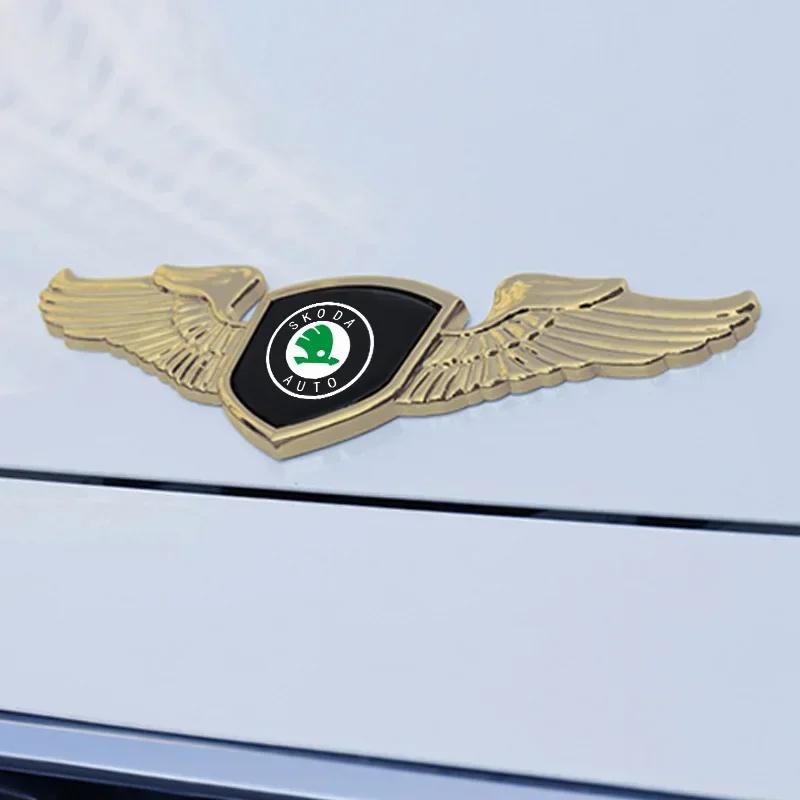 Ycpry6 Autocollant Emblème Capot Avant de Voiture pour Skoda Fabia 1 Octivia RS Superb 2 Rapid Kodiaq A7 Karoq Citigo Yeti Kamiq Vision S Badge 3D