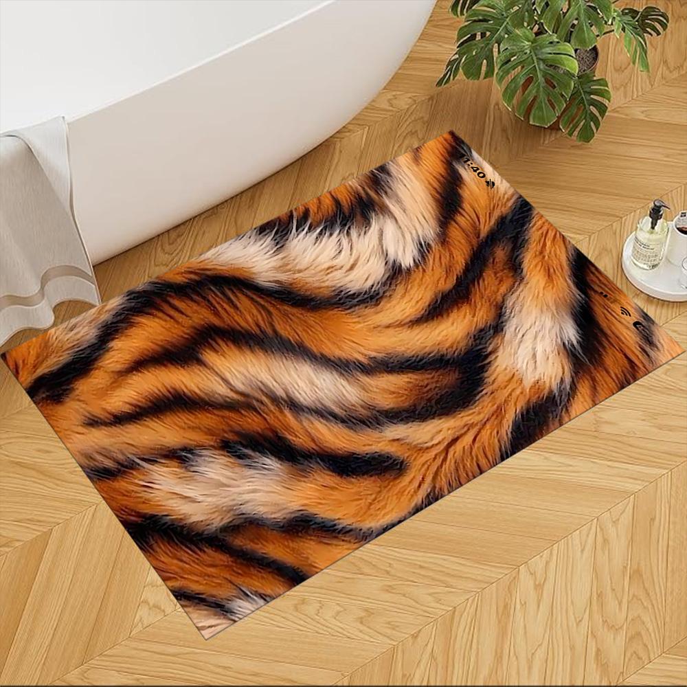 Tiger Stripe Pattern Close-up Non-Slip Home Carpet Design for Office Decor Living Room Bedroom Gift