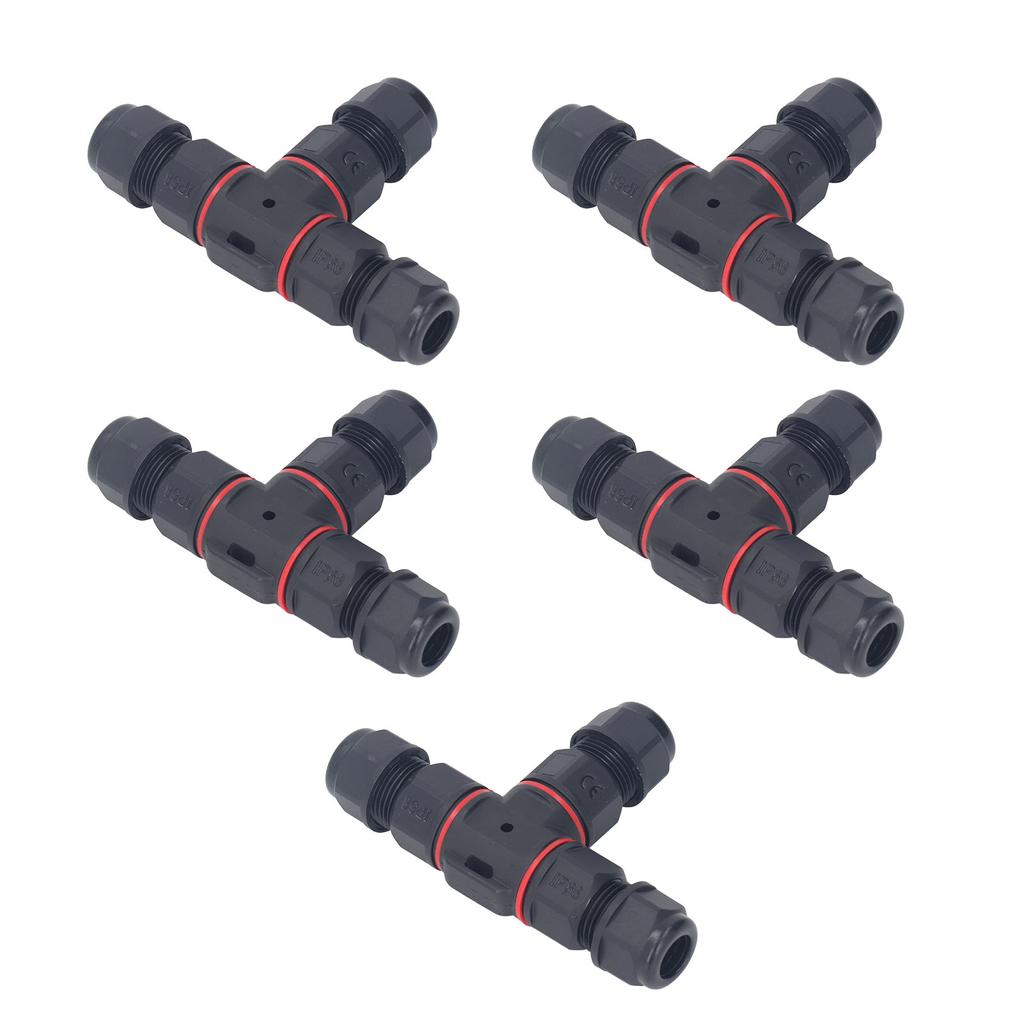 5Pcs T Type Aviation Connector 3 Pin Butt Joint IP68 Waterproof Plug Socket 16A AC250V