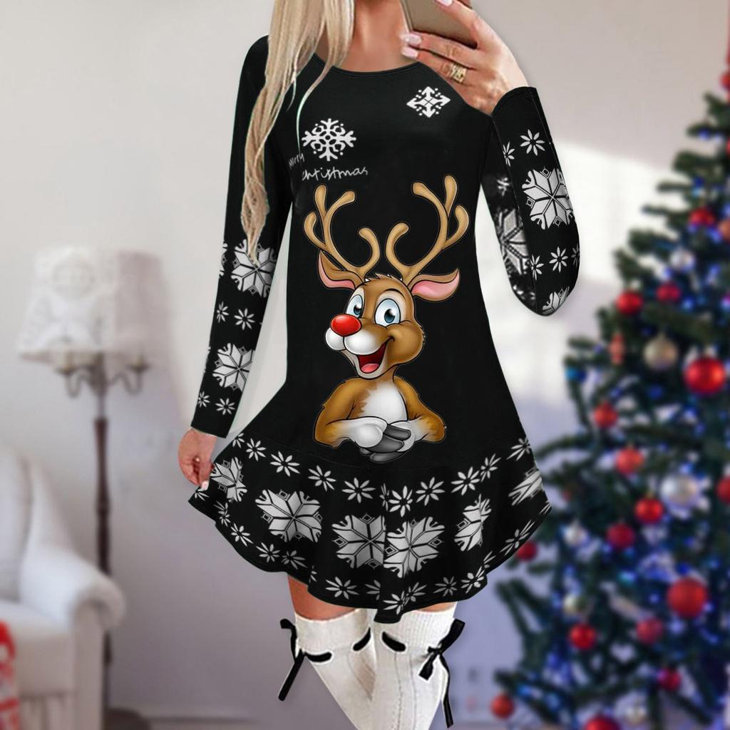 Women's Christmas Printed Dress Base Shirt