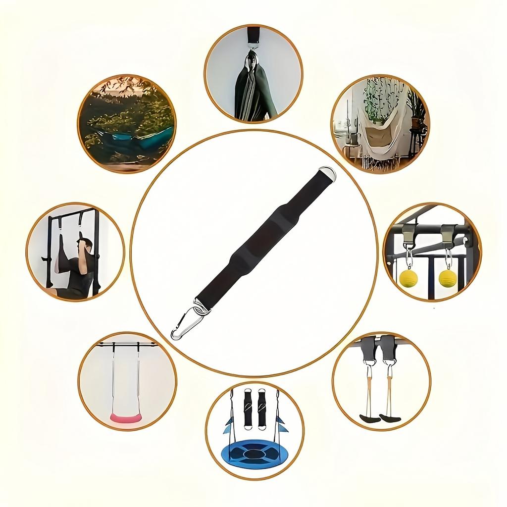 Reinforced Bar Hanging Straps with Oval Pad and Hooks for Sandbag Swing Fitness Training
