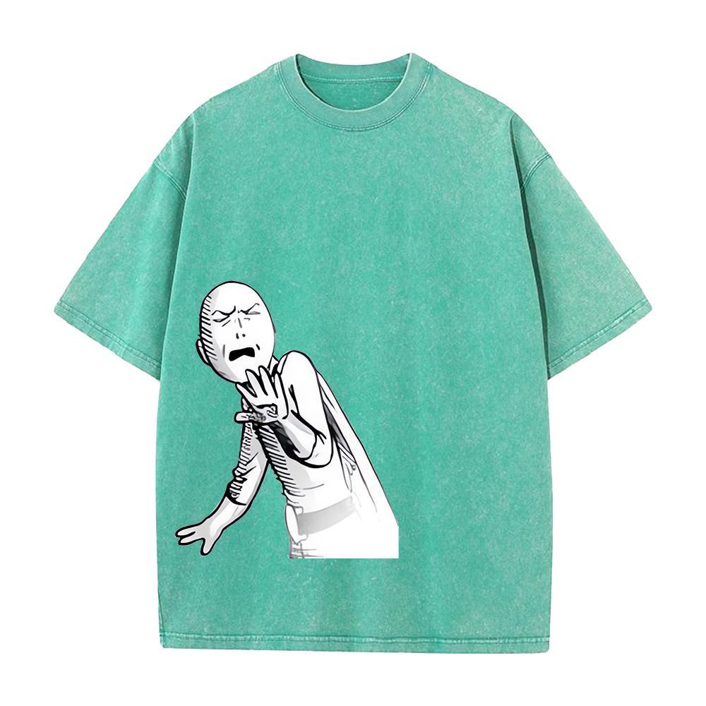 Saitama One Punch Man Funny Graphic T Shirt Men Women Cotton Tshirts Vintage Washed Tee Harajuku Male Casual Oversized T-shirt