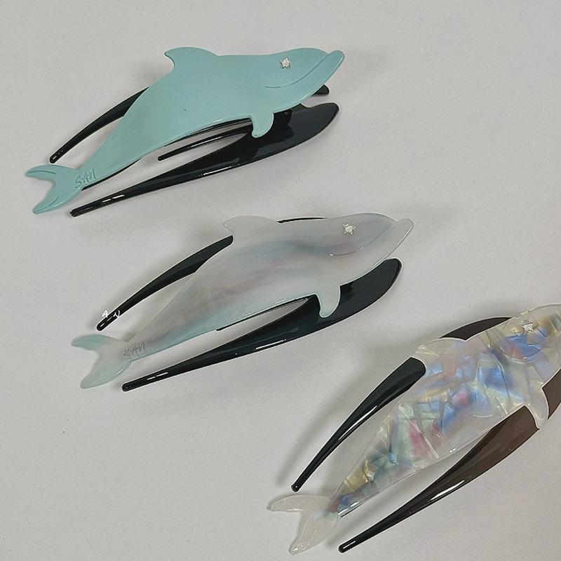 Swallowtail Marble Hair Claw Clip Barrette Duckbill for Women Crab Whale Hairpin Ponytail Headwear Acetate Hair Accessories