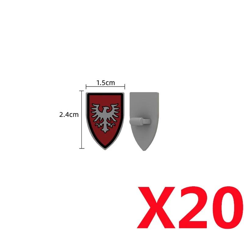 MOC Medieval Red Lion Black Eagle Castle Soldier Knight Horse Mount Building Block Military Figure Vest Armor Flag Toy Gift B036