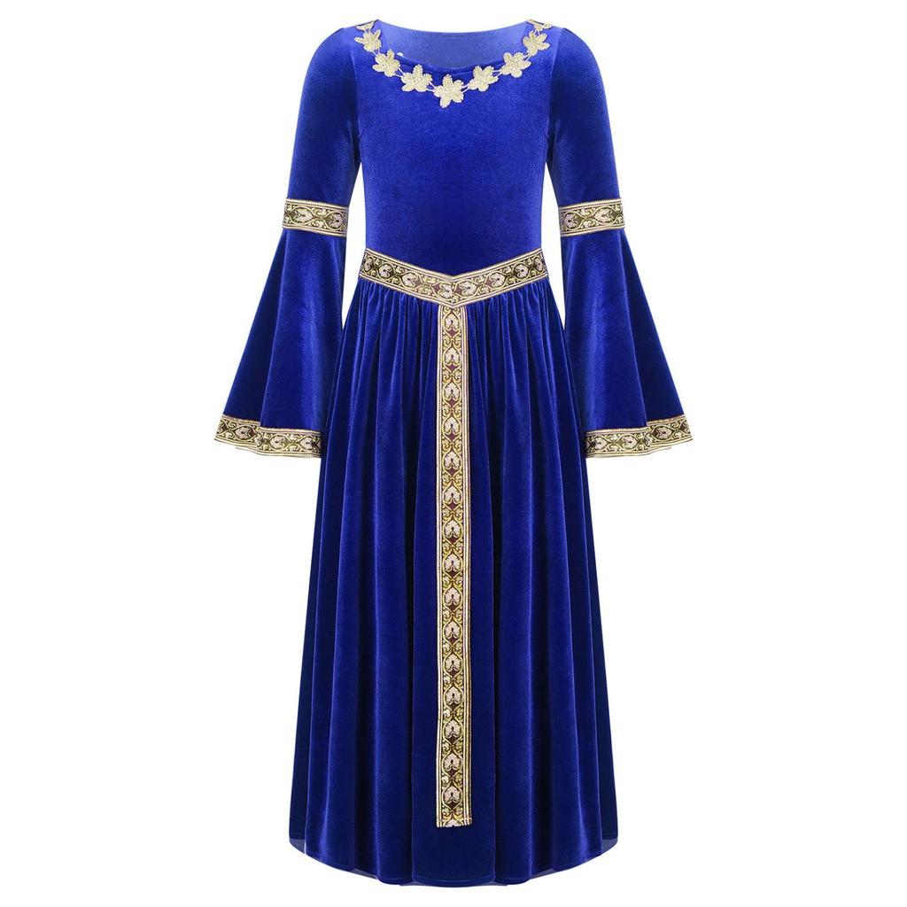 Girls Medieval Princess Costume Renaissance Costume Robe Retro Gown Dress for Halloween Cosplay Dress Up