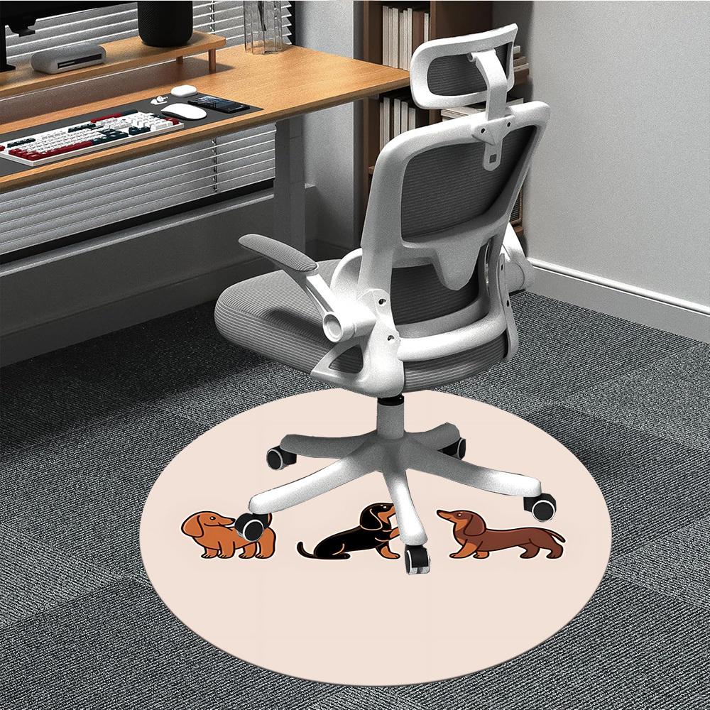 1pc Dachshund Puppies Office Round Area Rug, Under Office Chairs Bedroom Living Room Home Decor, Room Deco