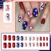 24 Pcs 4th of July False Nail Independence Day Artificial Nail Flag Day Full Cover Stick on Nail Square Press On Nail