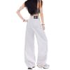 Early Spring Full Star Rhinestone Raised Side Seam Relaxed Floor Wide Leg Denim Pants For Women Casual Pants Oversize Denim Trousers