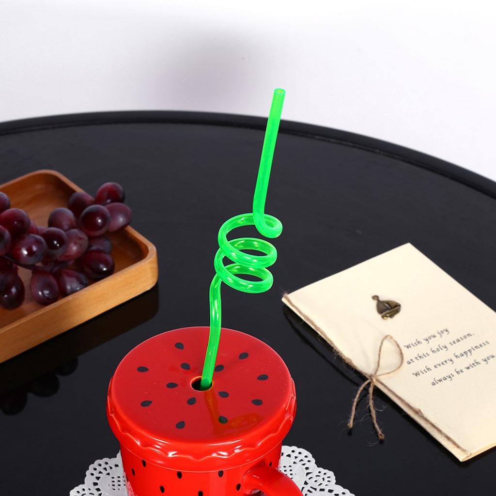 10 stk Kreative Fargerike Sugerør Sprø Krøllete Løkke Fargede Drikkesugerør til Bursdagsfest PVC