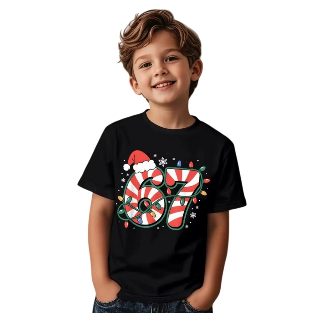 Fun Six Seven 6 7 Meme Design T-Shirt for Kids Chaotic Humor Y2k Game Saying Tees Christmas Gift Top Fashion Children's Clothing