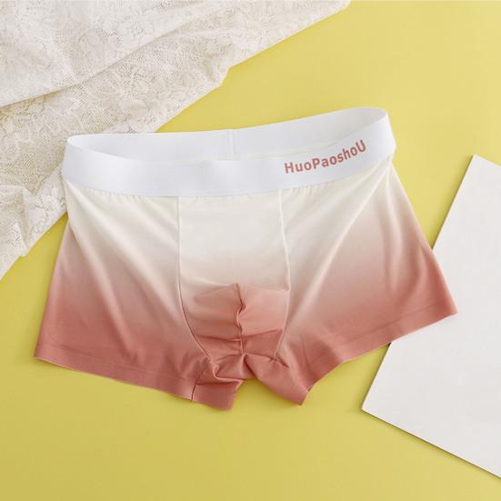 Pánské boxerské kalhotky Letter Print Gradient Print Ledové hedvábné šortky Spodní prádlo s U-konvexním designem Slim Fit Kalhotky s vysokou elasticitou