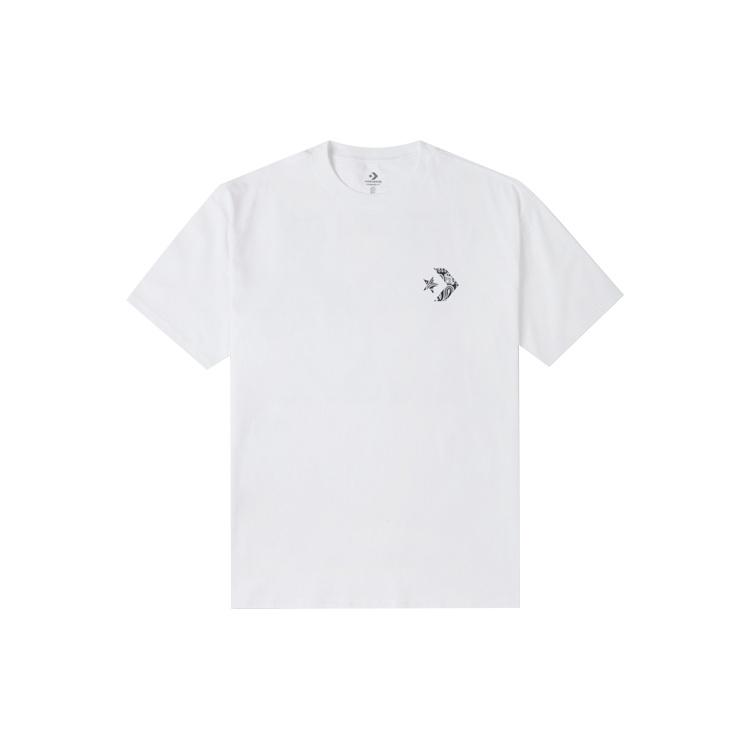 Converse Contrasting Colors Cashew Loose Round Neck Short Sleeve Couple Style White Men's 10023154-A01