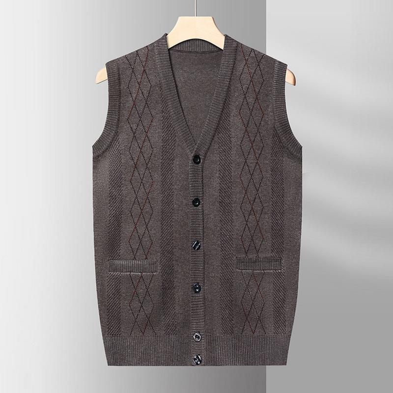 

Мужской трикотажный свитер-жилет для мужчин среднего и пожилого возраста, кардиган для папы, свитер для пожилого мужчины, куртка-жилет для дедушки 2XL