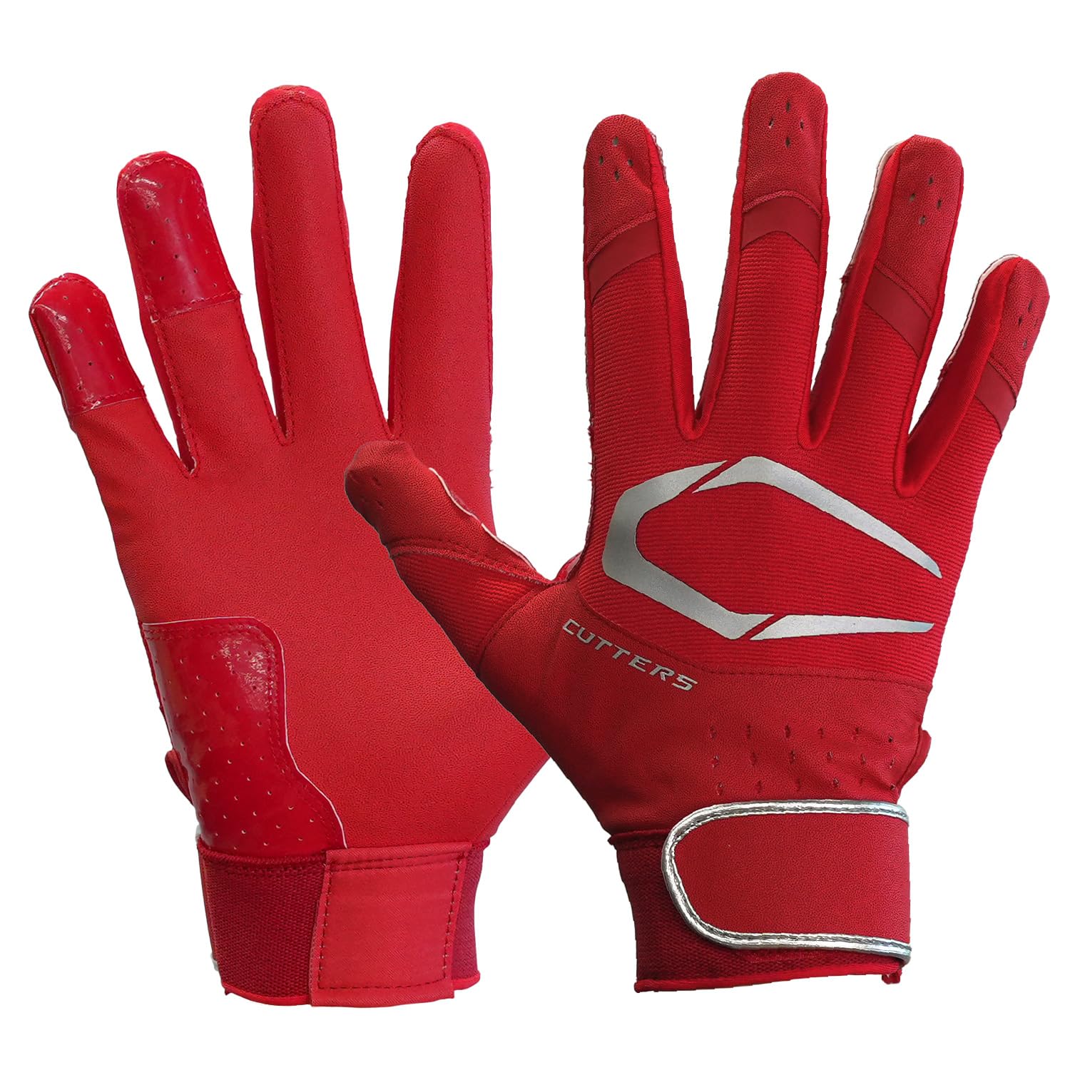 

CUTTERS B353 Prime Hero Batting Size 3.0 Gloves, Ambidextrous, Baseball/Softball, Small, Red/Silver