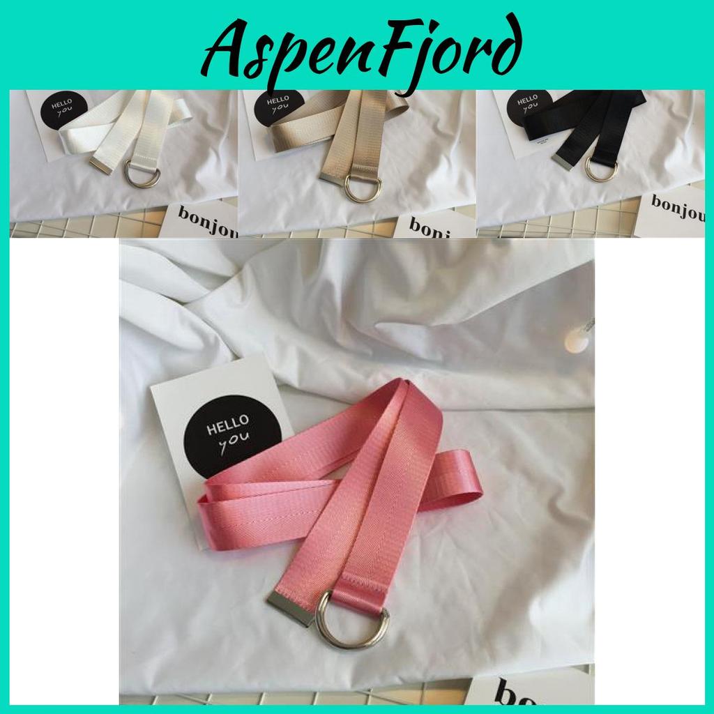 Stylish Korean Candy Color Canvas Double Ring Buckle Long Waist Belt For Men And Women