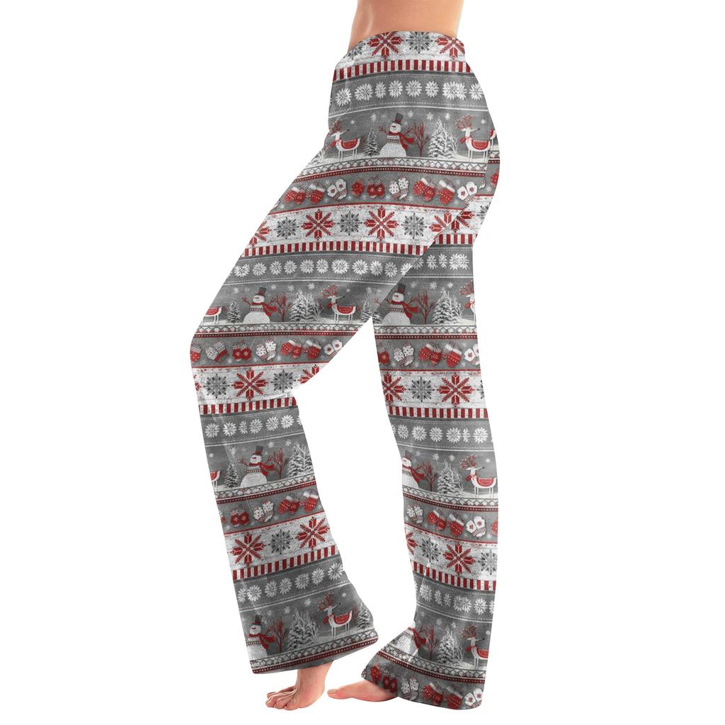 Women's Flannel Christmas Print Pajama Pants, Comfortable Warm Sleep Pants