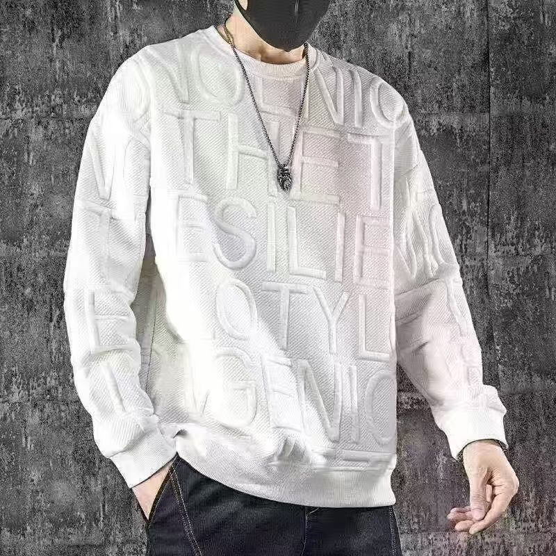 Мужской свитшот свободного кроя в повседневном стиле пуловер с круглым вырезом для повседневной носки мужской модный стиль Гонконга осеньзима XXXXXL белый 1457₽
