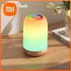 LED Touch Lamp with Dimmable RGB Colour,Wood Grain Table Lamp Timing Function,USB Rechargeable Night Light,for Bedroom Kids Deco