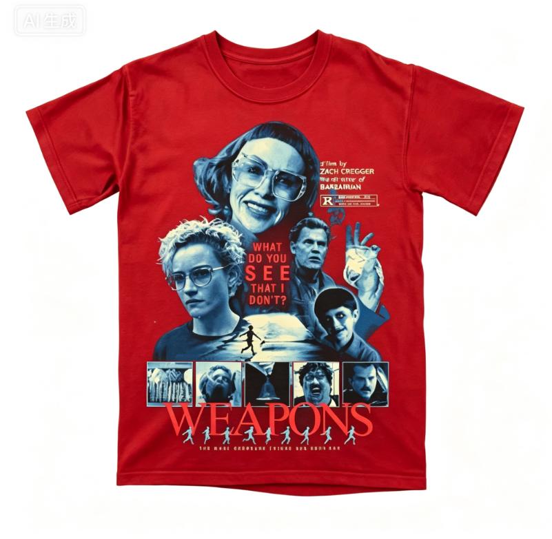 2026 new Fashionable unisex oversized T-shirt, blue-collar character portrait, scene frame, classic horror movie print