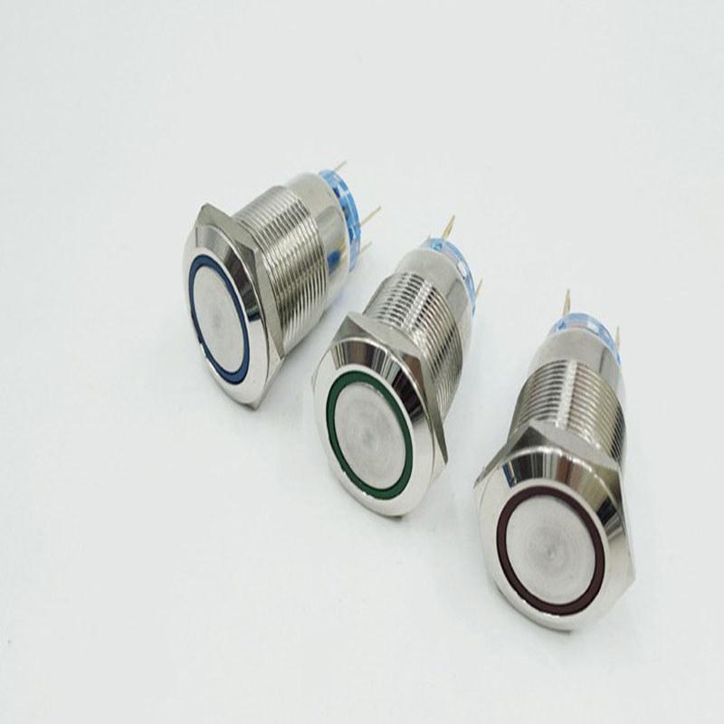 Waterproof 19mm 12v Car Dash Metal Momentary Engine Push Button Led