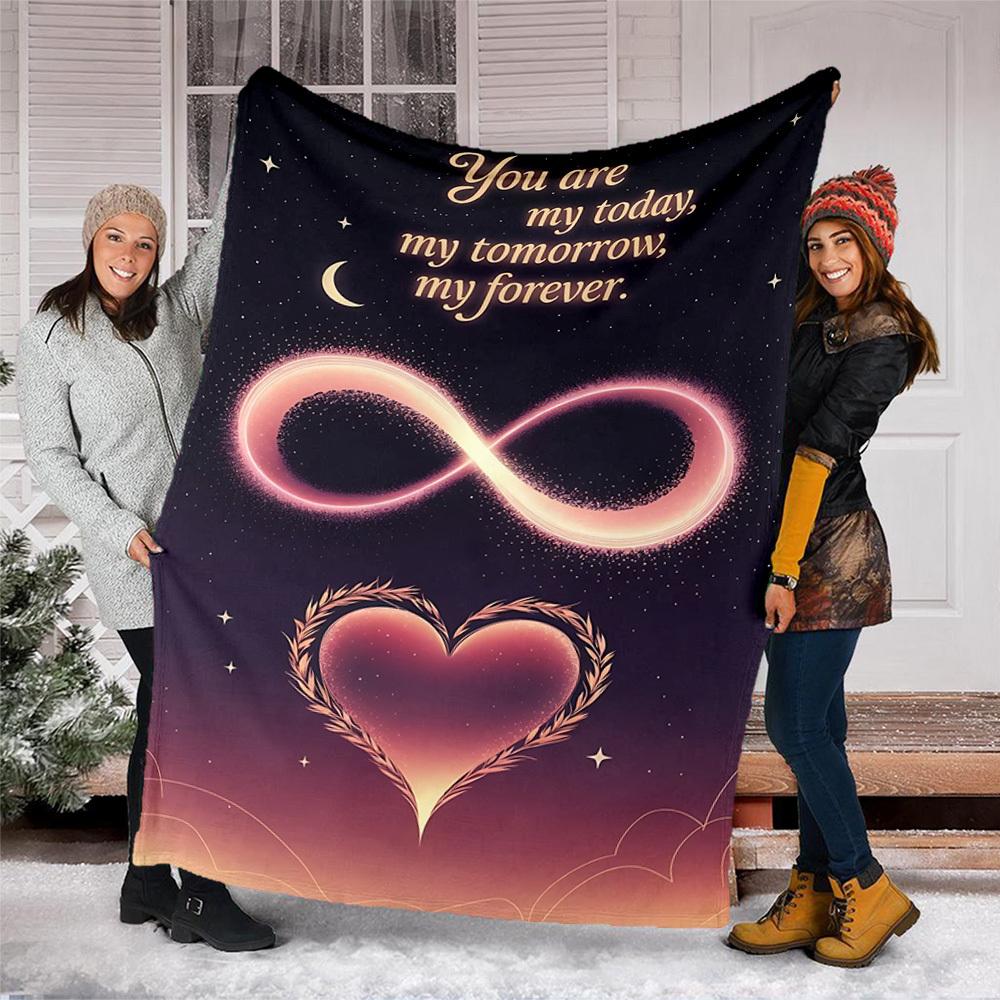 1pc Infinity Heart Outdoor Flannel Blanket Soft All Season Polyester Throw , Perfect for Picnics & Travel , Picnic Accessory