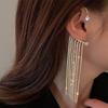 Ny Luksuriøs Skinnende Zirkon Rhinestone Lang Duskel Øreklem Ørepynt Øremansjett Utsøkt Ørepynt Bryllupsfest Zirkon