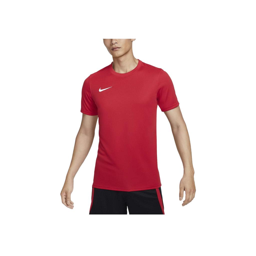 Nike Solid Color Simple Print Small Logo Quick-Dry Breathable Football Crew Neck Short Sleeve T-Shirt Men Tops University-Red HF0524-657