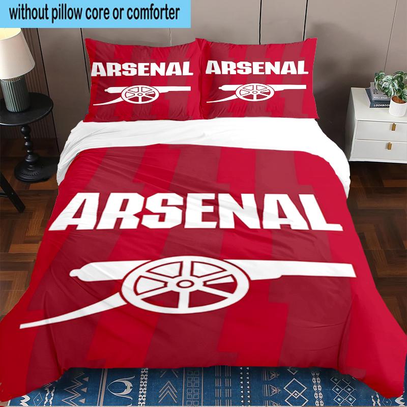 FC Arsenal Wappen 3-teiliges Bettwäscheset 2D-Druck (Enthält 1 Bettbezug + 2 Kissenbezüge Ohne Füllung), Schlafzimmerdekoration, Ventilatorgeschenk