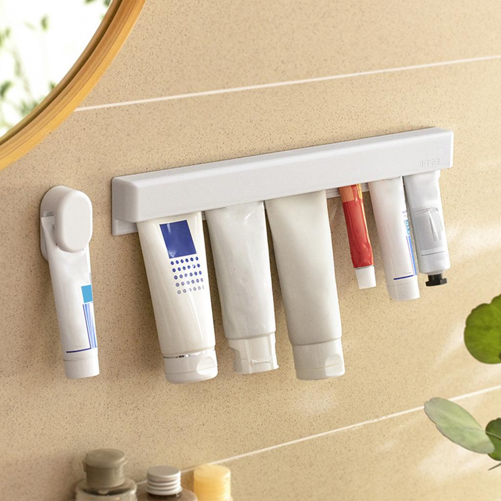 Wall Mounted Toothpaste Squeezer Holder for Bathroom Storage No Drilling Installation for Face Wash and Toothpaste Organizer Shelf