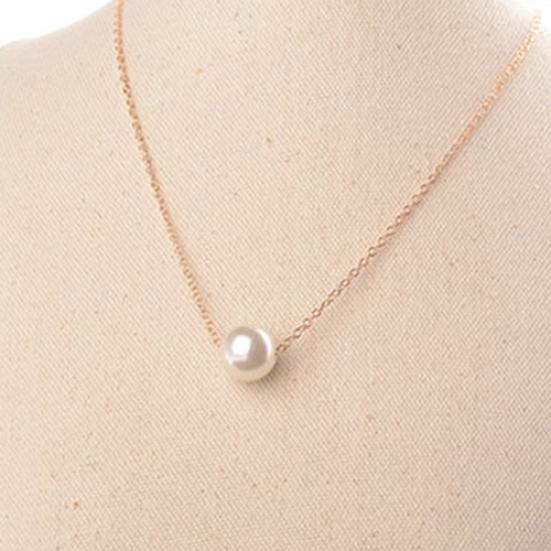 Women Fashion Simple Faux Pearl Golden Silver Alloy Choker Statement Collar Necklace