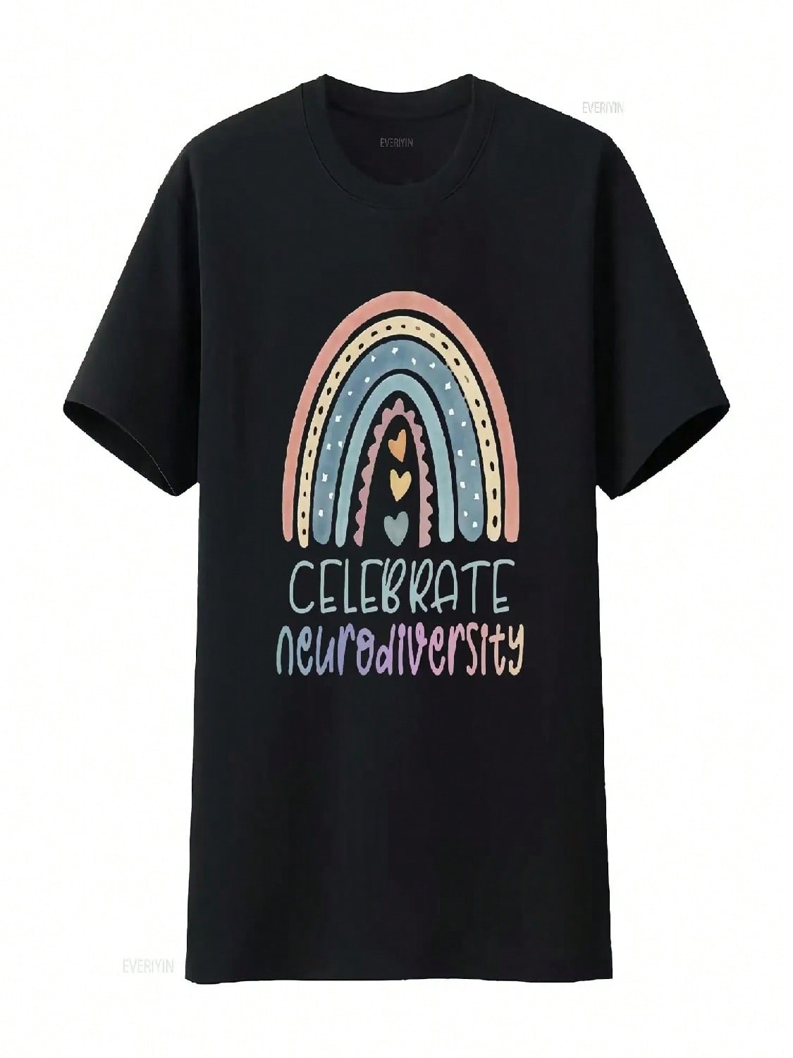 unisex CELEBRATE NEURODIVERSITY Mental Health Autism Awareness  T Shirt Black X Large Vintage Washed Breathable Slightly Casual S разноцветный