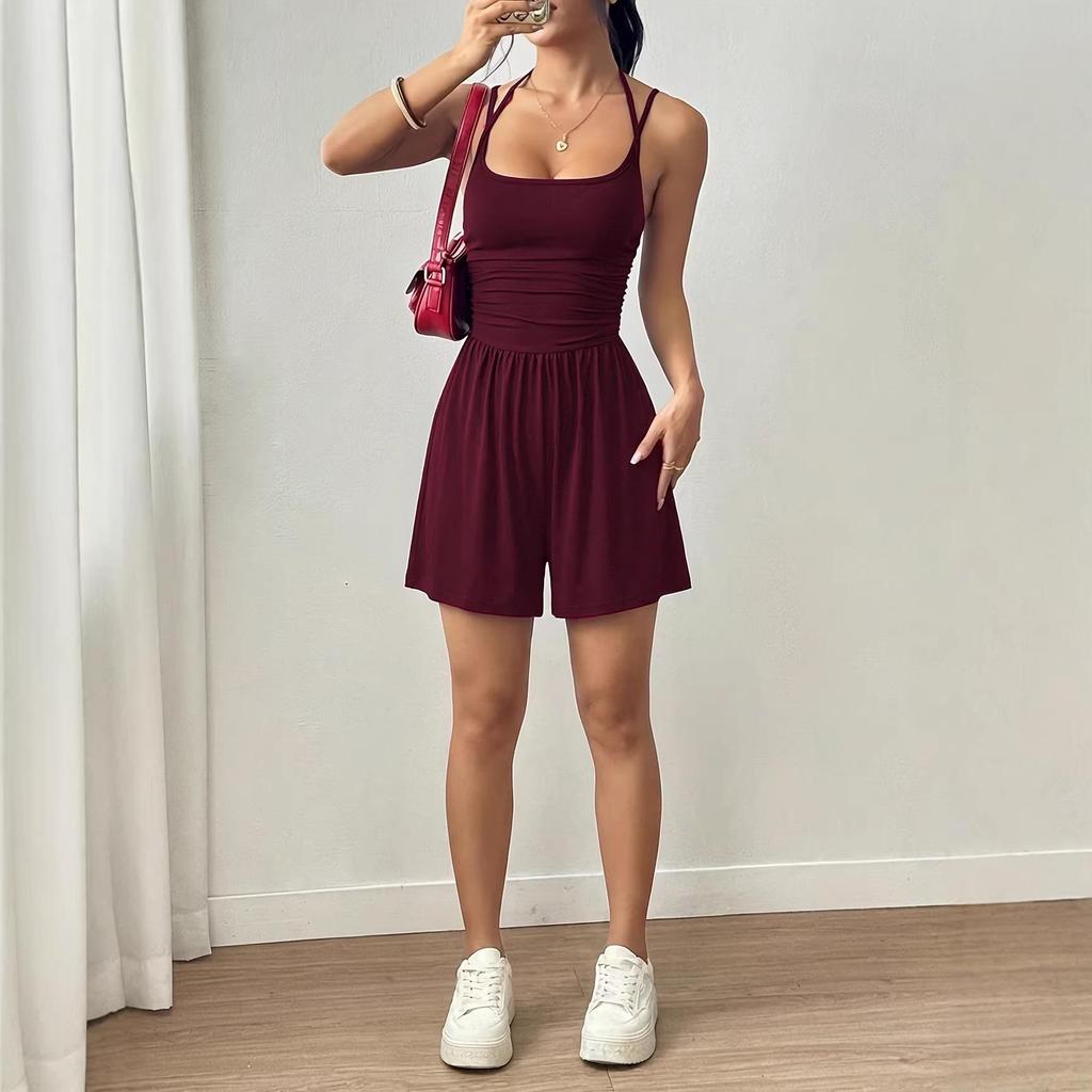 Tuta Estiva 2026 da Donna con Spalline Sottili a Fascia - Pantaloncini Larghi Casual