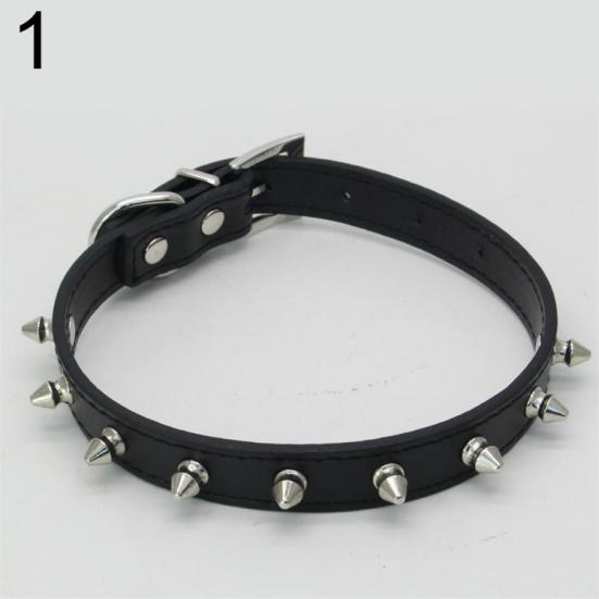 Fashion Rivet Spiked Studded Faux Leather Adjustable Pet Puppy Cat Dog Collar