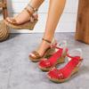 Women's Wedge Sandals, New Spring Style, Plus Size, Fashionable One-strap Platform High Heels, European and American Style.