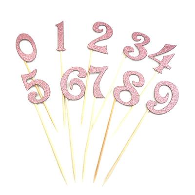 10 Stück digitale Tortenaufsätze mit Zahlen, Cupcake-Topper, Geburtstagsparty-Dekoration