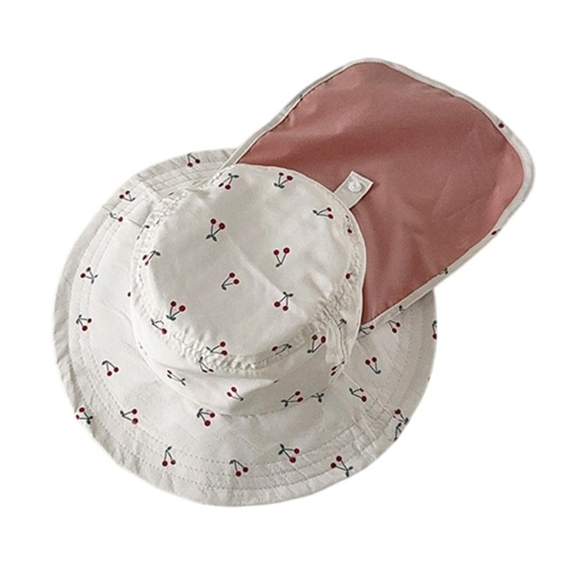 

Breathable Cotton Toddler Sunhat Kids Shawl Sunshade Fisherman Hat Windproof for Park Play and Vacation Trip L білий