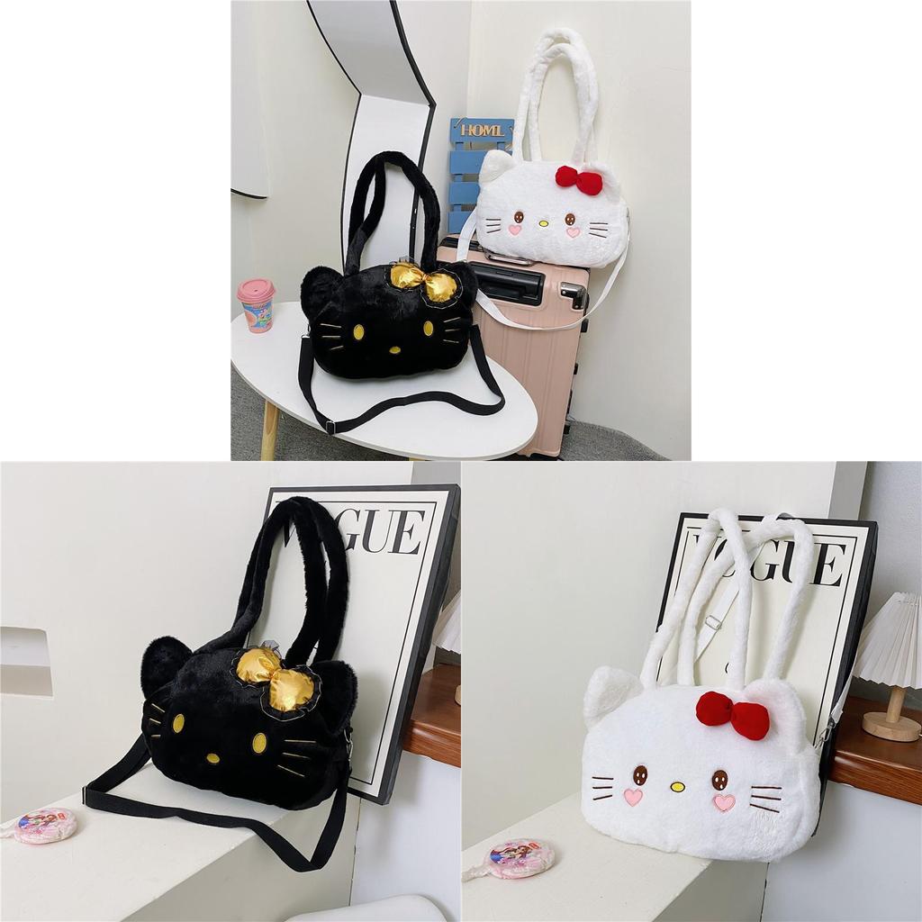Sac Cabas Peluche Hello Kitty Avec Fermeture Éclair Pour un Usage Quotidien Décontracté