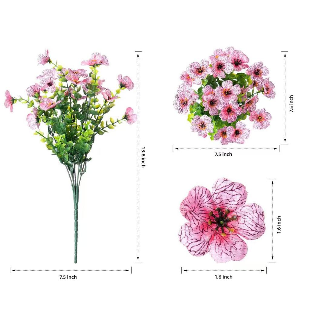 Outdoor Artificial Flowers Fake Plants Artificial Outdoor Greening Morning -UV Plastic Shrubs Decoration