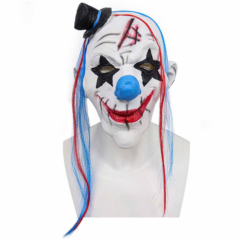 Halloween Clown Gesichtsbedeckung mit Haaren und Hut Horror Latex Gesichtsbedeckung für Erwachsene Halloween Kostümparty Requisiten