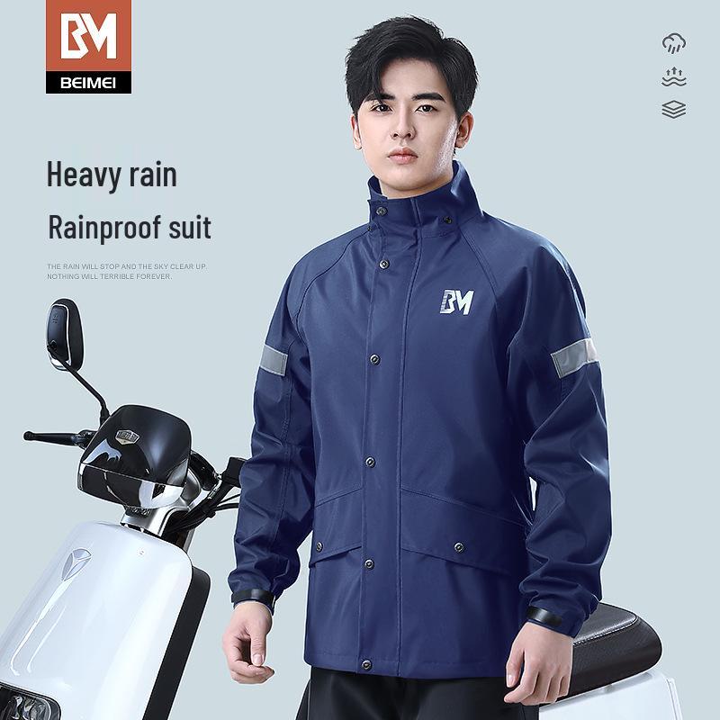 Pánský nepromokavý reflexní motocyklový pláštěnkový set a kalhoty