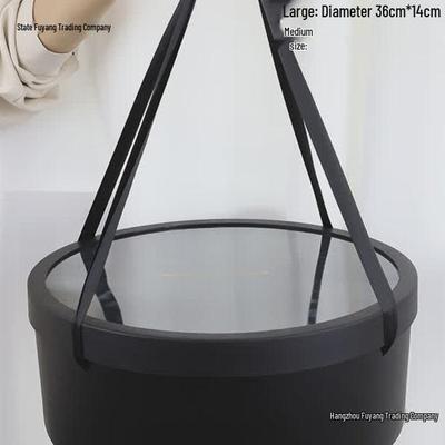Waterproof Transparent Round Gift Box Set with Ribbon Handle for Fresh Flowers & Fruit, Winter Bouquet Package.