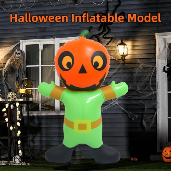 Halloween Inflatable Pumpkin Decoration Spooky Giant Blow Up Figure with Pumpkin Head for Lawn Yard Party Garden Outdoor Decoration