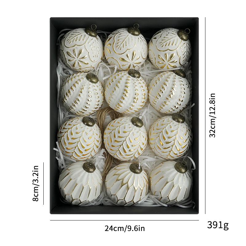 

8CM Antique Christmas Tree Decoration Balls Set, 12pcs - Festive Holiday Hanging Ornaments