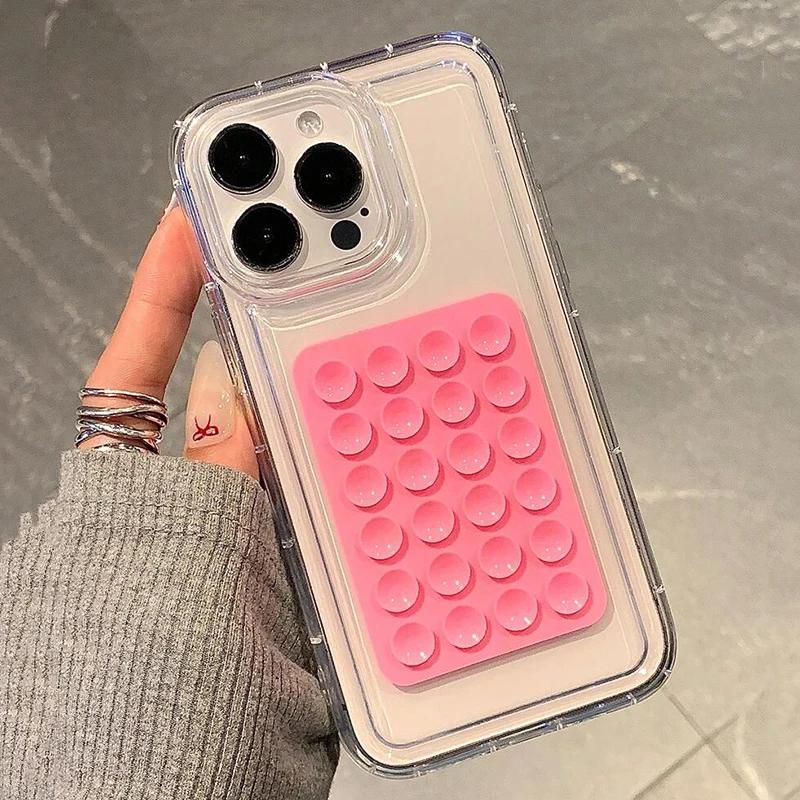 Phone Case For iPhone 17 Air 16 15 14 Pro Max Plus 16E 11 12 13 Pro XR X XS 3D Suction Cup Airbag Transparent Shockproof Cover