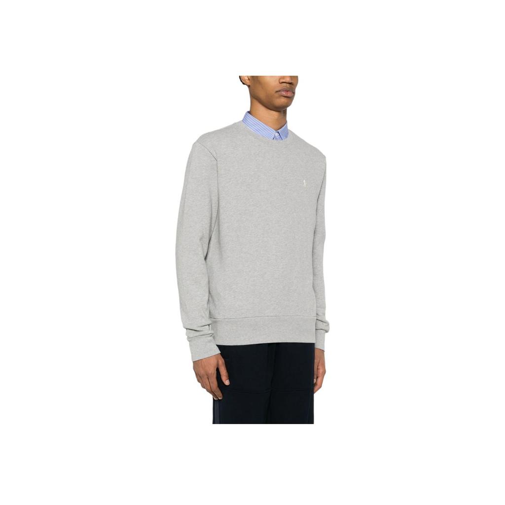 Polo Ralph Lauren Solid Logo Embroidered Crew Neck Long Sleeve Sweatshirt Men Sweatshirt Gray 710916689-020