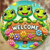Metal Frog Welcome Sign 16 Inch Rustic Garden Wall Art Handmade Vintage Outdoor Decor